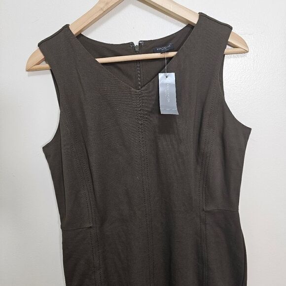 Ann Taylor Sheath Dress Green Women's Stretch Sleeveless 10 Petite - Picture 4 of 8